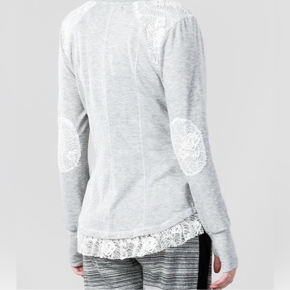 Francesca's Collections Gray Jacket With Lace - Picture 3 of 6